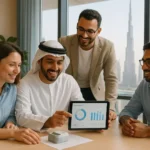 Role of Financial Services Companies in Dubai supporting new business financial planning and compliance in modern office setting.